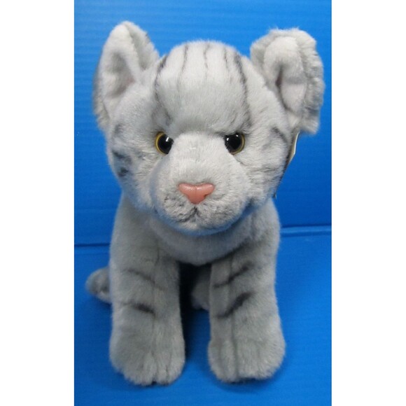 Demdaco Nat Jules Gray Tabby Cat Large Stuffed Animal Plush 13" Realisitic - Picture 1 of 10